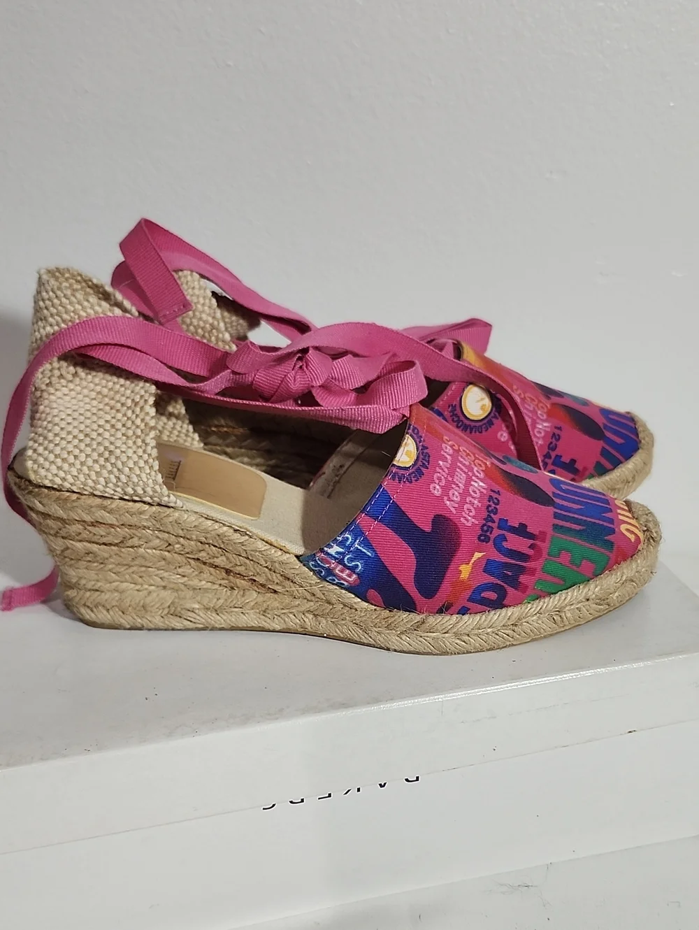 Bakers Pink Multicolor Espadrille Wedge Sandals